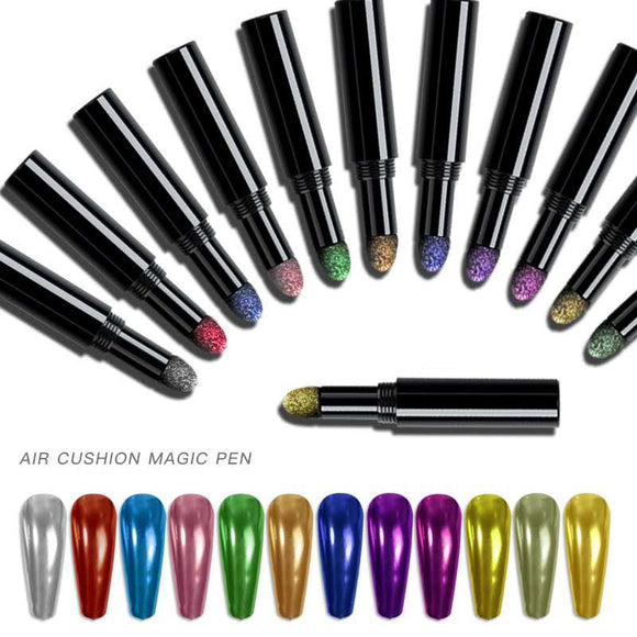 New Arrival 12 Colors Air Cushion Magic Powder Nail Art Pen